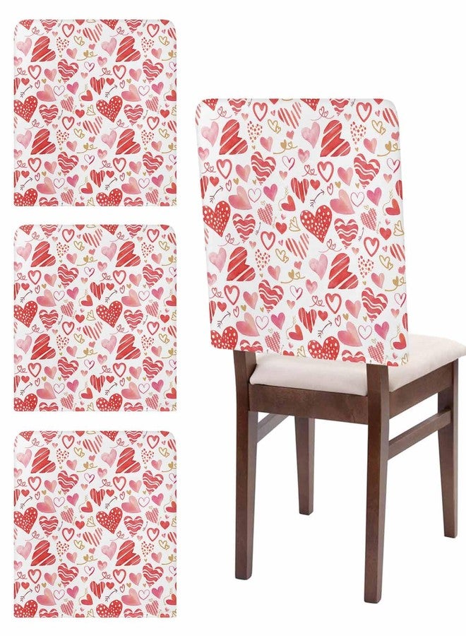 LooPoP Chair Covers Set of 4 Red Love Chair Slipcover Protector Removable Washable Stretch Chair Covers Pink Heart Chair Back Covers for Dining Chairs Kitchen Dinner Party Holiday Decor - Image 1